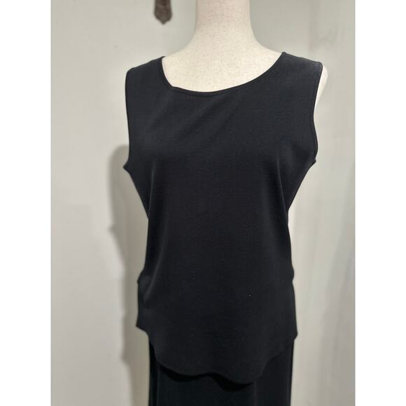 Exclusively Misook Women's Ribbed Tank Top Shell Black Sleeveless Pullover L - Picture 1 of 7